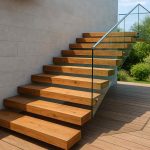کف پله چوبی معلق با طراحی مدرن و متریال استاندارد