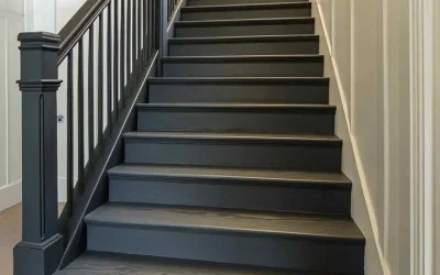 پله چوبی مشکی زغالی مات: انتخابی جسورانه و مدرن برای دکوراسیون داخلی