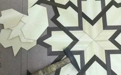 نرده چوبی مدرن هندسی؛ وقتی پلهها اثر هنری میشوند