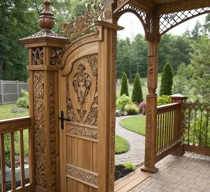 دروازه عابر پیاده چوبی و فرفورژه