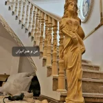 پیوند آسمان و زمین؛ اجرای نرده‌های مجسمه‌ای فرشته در پله‌ای لوکس